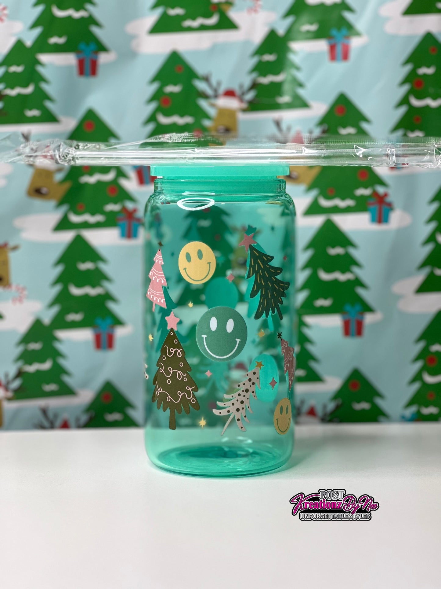 "SMILEY CHRISTMAS" JELLY GLASS CAN