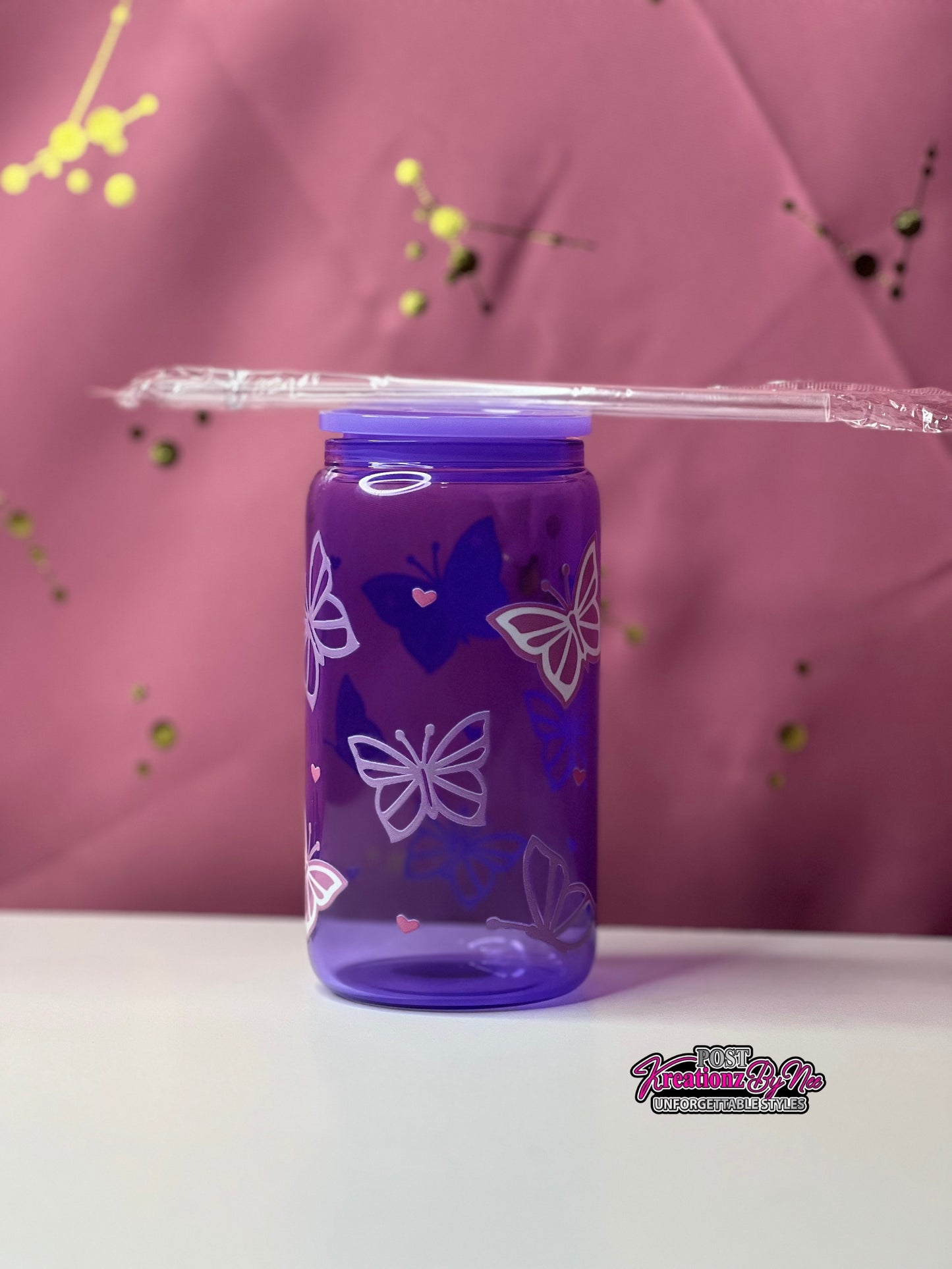 "BUTTERFLIES" JELLY GLASS CAN